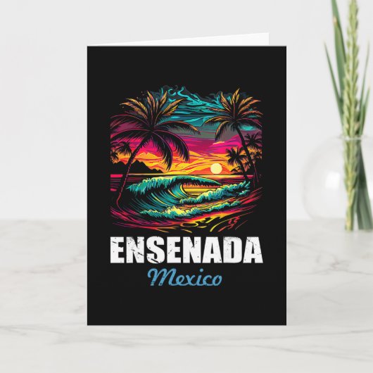 Retro Ensenada Mexico Sunset Vintage Vacation Souv Karte (Vorderseite)