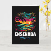 Retro Ensenada Mexico Sunset Vintage Vacation Souv Karte (Gelbe Blume)