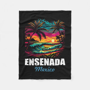 Retro Ensenada Mexiko Sonnenuntergang Vintage Urla Fleecedecke