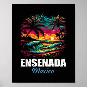 Retro Ensenada Mexiko Sonnenuntergang Vintage Urla Poster