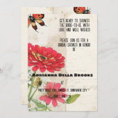 Retro Ephemera Zinnia und Ladybug Brautparty Einladung (Vorne/Hinten)