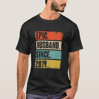 Retro Epic Husband Seit 2019 3. Wedding Aniversa T-Shirt