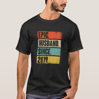 Retro Epic Husband Seit 2019 3. Wedding Aniversa T-Shirt