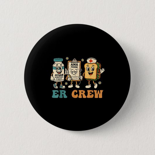 Retro Er Crew Emergency Room Funny Er Ed Nurse Tec Button (Vorderseite)