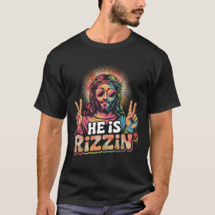Retro Er ist Rizzin Jesus hat Rizzen Friedenszeich T-Shirt