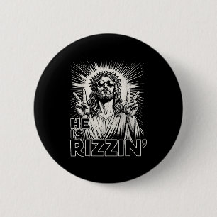 Retro er ist rizzin lustig für Jungen Männer Fraue Button