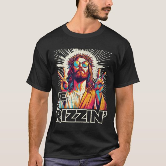 Retro Er ist Rizzin lustig Jesus hat Rizzen Ostero T-Shirt (Vorderseite)