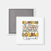 Retro Er Nurse Gobble Squad Erntedank Turkey Ed Magnet (Vorderseite/Rückseite)