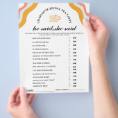 Retro Er sagte, sie sagte Bridal Tee Party Game Flyer (Hand)