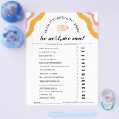 Retro Er sagte, sie sagte Bridal Tee Party Game Flyer (Einzeln)
