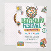 Retro-Era-Geburtstagsfestival Einladung (Vorne/Hinten)