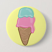 Retro Erdbeer-und Minzen-Eiscreme-Knopf Button (Vorderseite)
