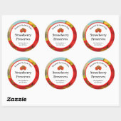 Retro Erdbeere Reserven oder Backen Runder Aufkleber (Blatt)