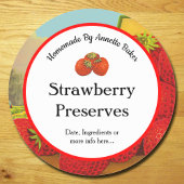 Retro Erdbeere Reserven oder Backen Runder Aufkleber