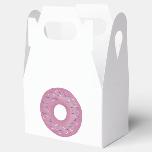 Retro Erdbeere Rosa Glasierte Donut mit Sprinklen Geschenkschachtel (Geöffnet)
