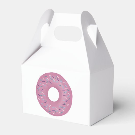 Retro Erdbeere Rosa Glasierte Donut mit Sprinklen Geschenkschachtel (Vorderseite)