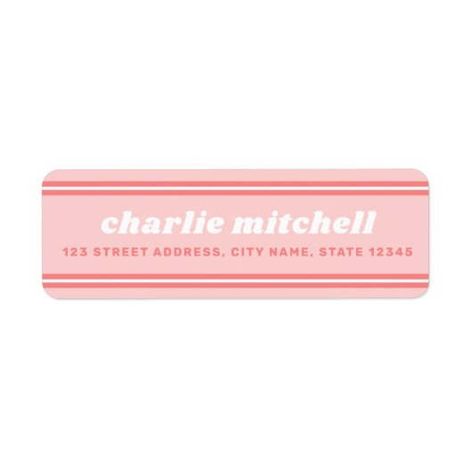 Retro Erdbeere Rosa Rücksendeadresse (Vorne)