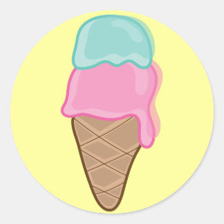 Retro Erdbeere und Minze-Eiscreme-Geschenk / Favor Runder Aufkleber