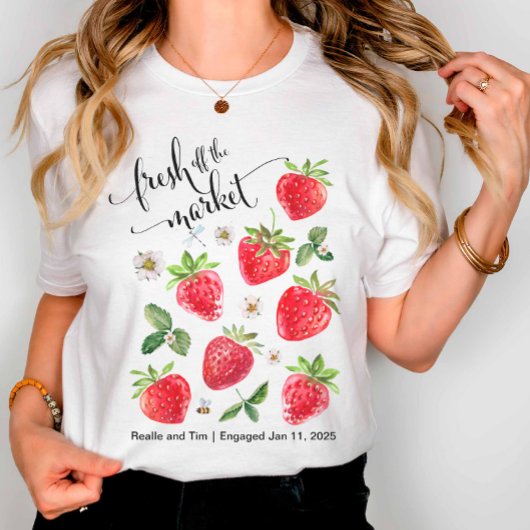 Retro Erdbeeren T - Shirt frisch vom Markt Retro