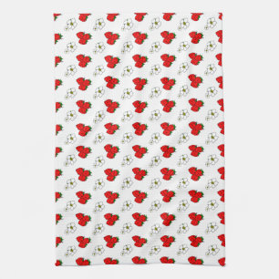 Retro-Erdbeeren- und Blumenmuster Küchentuch