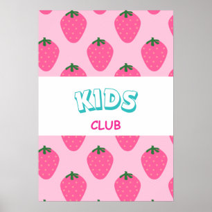 Retro-Erdbeerkinderclub-Wandkunst-Nursery-Dekor Poster