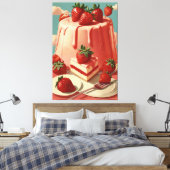 Retro-Erdbeerkuchen Canvas Print Leinwanddruck (Insitu (Schlafzimmer))