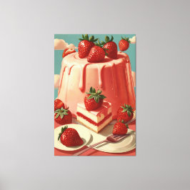 Retro-Erdbeerkuchen Canvas Print Leinwanddruck