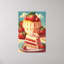 Retro-Erdbeerkuchen Canvas Print