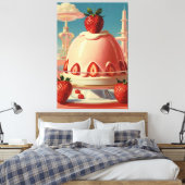 Retro-Erdbeerkuchen Canvas Print Leinwanddruck (Insitu (Schlafzimmer))