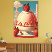 Retro-Erdbeerkuchen Canvas Print Leinwanddruck (Insitu (Wohnzimmer))