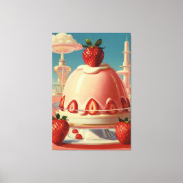 Retro-Erdbeerkuchen Canvas Print Leinwanddruck