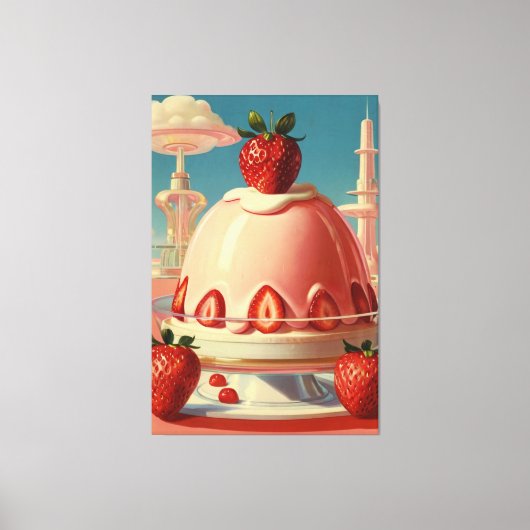 Retro-Erdbeerkuchen Canvas Print Leinwanddruck (Vorderseite)