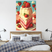 Retro Erdbeerkuchen Canvas Print Leinwanddruck (Insitu (Schlafzimmer))