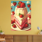 Retro Erdbeerkuchen Canvas Print Leinwanddruck (Insitu (Wohnzimmer))