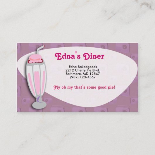 Retro Erdbeermilchshake Visitenkarte (Vorderseite)