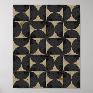 Retro-Erdfarbene geometrische Halbmond Poster