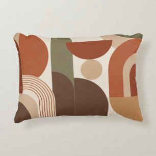 Retro-Erdfarbton-Geometrie-Kunst Dekokissen