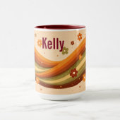 Retro Erdig Regenbogen & Blumen Benutzerdefinierte Tasse (Zentrum)
