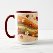 Retro Erdig Regenbogen & Blumen Benutzerdefinierte Tasse (Links)
