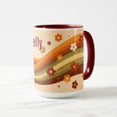 Retro Erdig Regenbogen & Blumen Benutzerdefinierte Tasse (VorderseiteRechts)