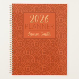 Retro-Erdige Orange-Mandala-Muster Planer
