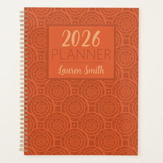Retro-Erdige Orange-Mandala-Muster Planer (Vorderseite)
