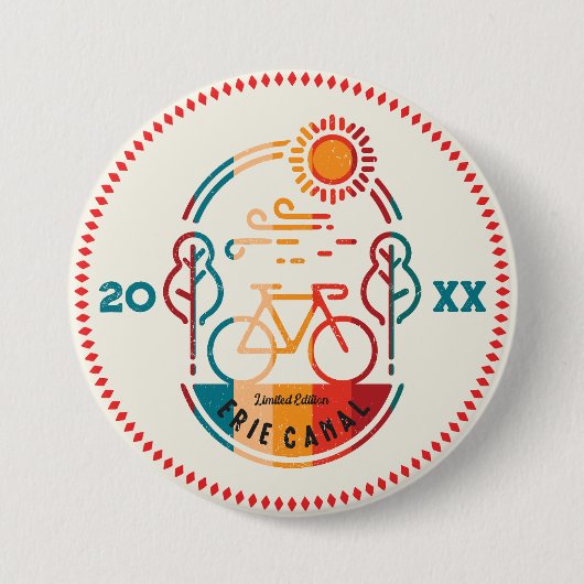 Retro Erie Canal Radweg. Button (Vorderseite)