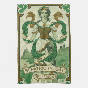 Retro - Erin Go Braugh. St. Patricks-Tag-Grüße Geschirrtuch