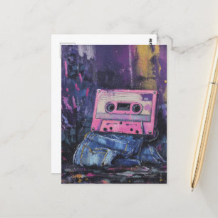 Retro-Erinnerungen Denim und Kassettenband Postkarte