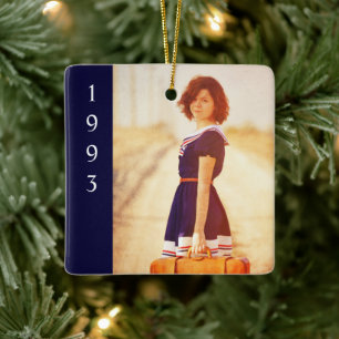 Retro Erinnerungen Story Blue Year Foto Keramikornament