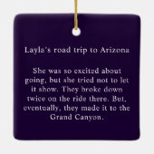 Retro Erinnerungen Story Blue Year Foto Keramikornament (Rückseite)