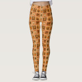 Retro Erntedank Briefmarke Collage Leggings (Vorderseite)