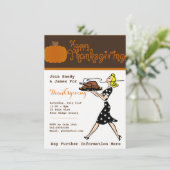 Retro Erntedank Dinner Party Einladungen nach Maß (Stehend Vorderseite)