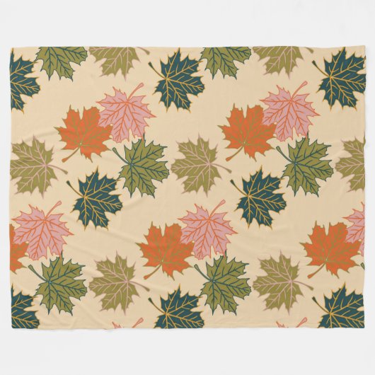 Retro Erntedank-Fall-Herbst-Blätter Fleecedecke (Vorderseite (Horizontal))